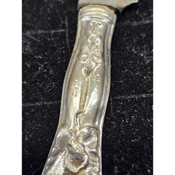 Butter Spreader Sterling Silver Handle Floral Art Nouveau Antique Silver - Picture 3 of 11